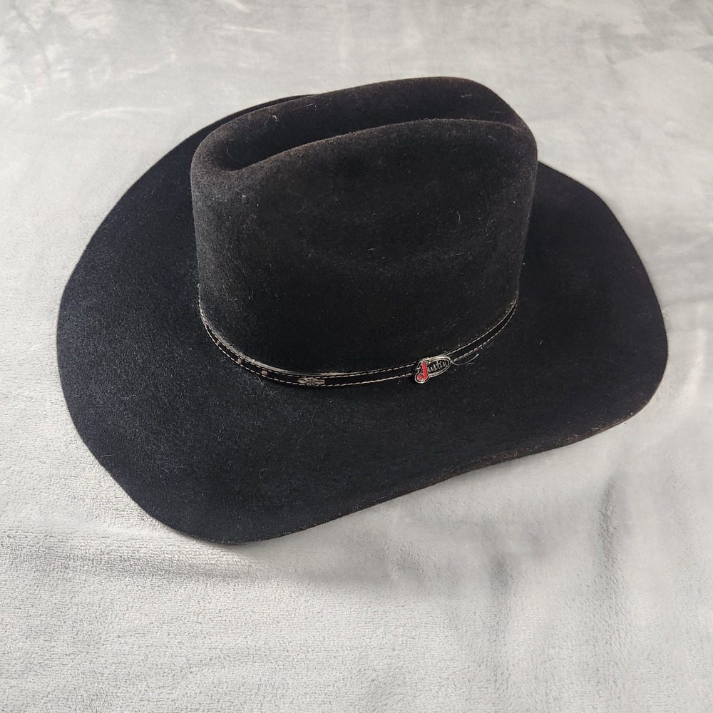 Justin Black Cowboy Hat 7 100% Wool Milano Rodeo Roper Vintage Cowboy Western